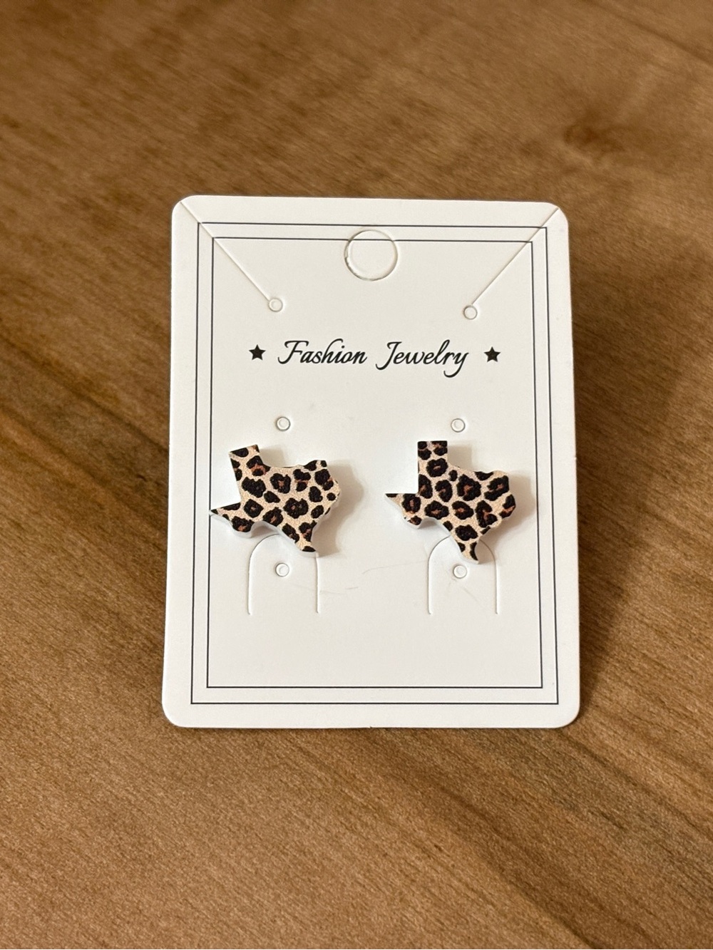 Texas Leopard Print Stud Earrings - Cream/Brown